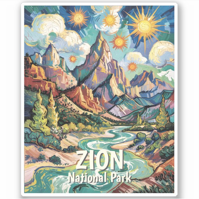 Custom Zion Mountains & River Van Gogh Colorful (Front)