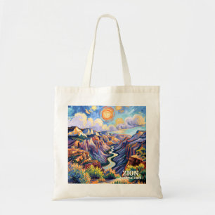 Custom Zion National Park Canyon Sunset Colorful Tote Bag