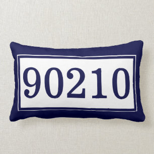 Custom Zip Code Dark Blue and White Classic Lumbar Cushion