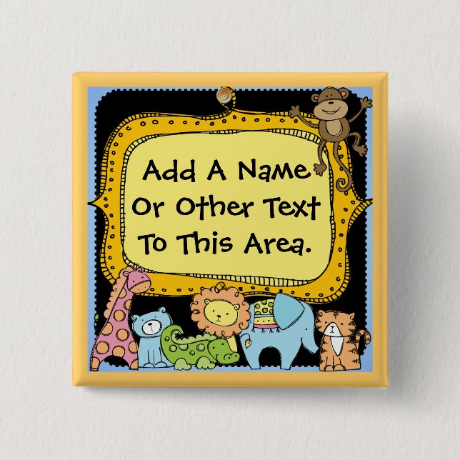 Custom Zoo Animals Button (Front)