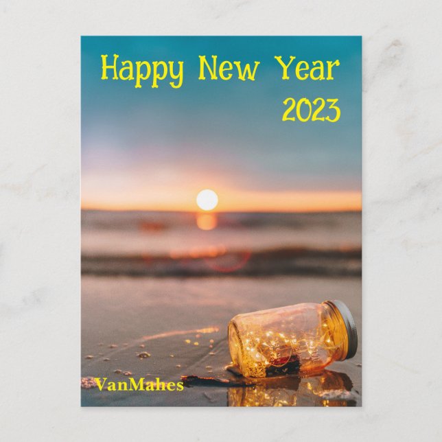 Customable New Year Photo Modern Postcard (Front)