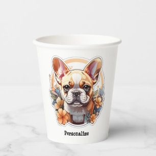 Customaizable Cute Frenchie Paper Cups