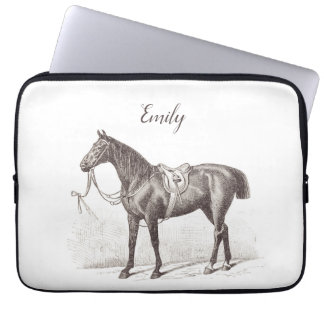Custome chic vintage monogram horse equestrian  laptop sleeve