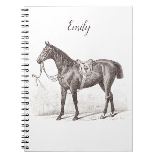 Custome chic vintage monogram horse equestrian  notebook