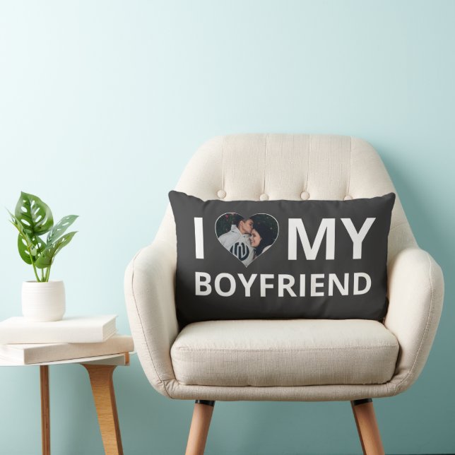 Custome Heart Image I Love My Boyfriend Lumbar Cushion (Chair)