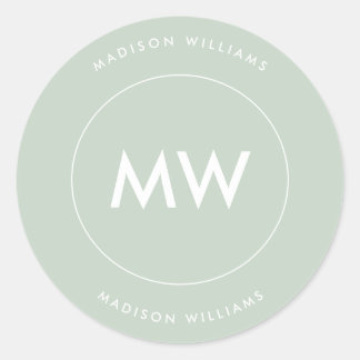 Custome Minimal Monogram Classic Round Sticker
