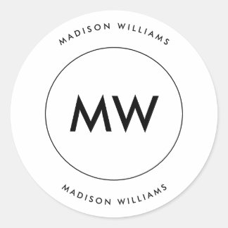 Custome Minimal Monogram Classic Round Sticker