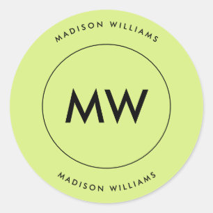 Custome Minimal Monogram Classic Round Sticker