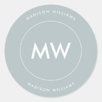Custome Minimal Monogram Classic Round Sticker