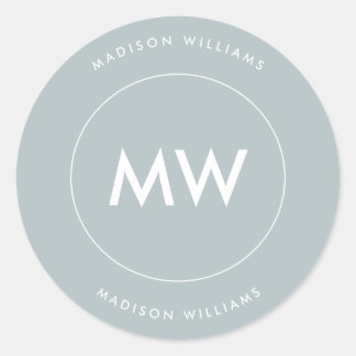Custome Minimal Monogram Classic Round Sticker