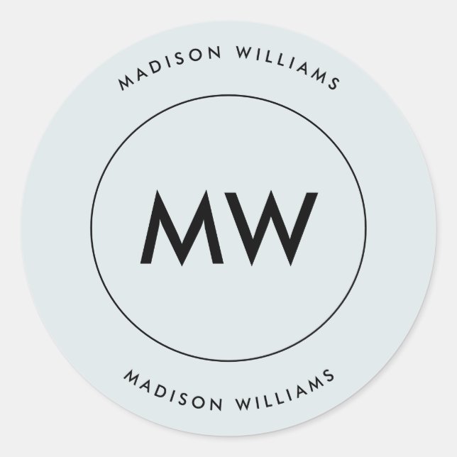 Custome Minimal Monogram Classic Round Sticker (Front)