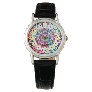 Custome name. Mandalas vibrant colours hippie  Watch