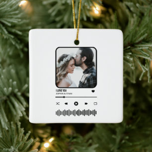Custome Photo Song Playlist Couple Valentine's Day Ceramic Ornament