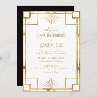 Customed  Great Gatsby Art Deco Wedding  Invitation
