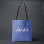 Customer Add Your Name Text Template Medium Blue Tote Bag<br><div class="desc">Replace Your Script Name Text Here Elegant Modern Minimalist Design Typography Template Medium Blue Shopping Shoulder Tote Bag.</div>