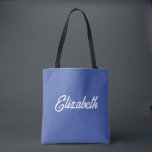Customer Add Your Name Text Template Medium Blue Tote Bag<br><div class="desc">Replace Your Script Name Text Here Elegant Modern Minimalist Design Typography Template Medium Blue Shopping Shoulder Tote Bag.</div>