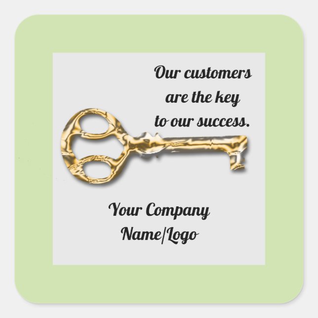 Customer Appreciation Anitque Gold Silver Key  Square Sticker (Front)