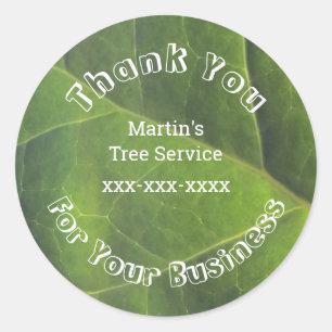 Customer Appreciation Bright Green Leaf Thank You Classic Round Sticker