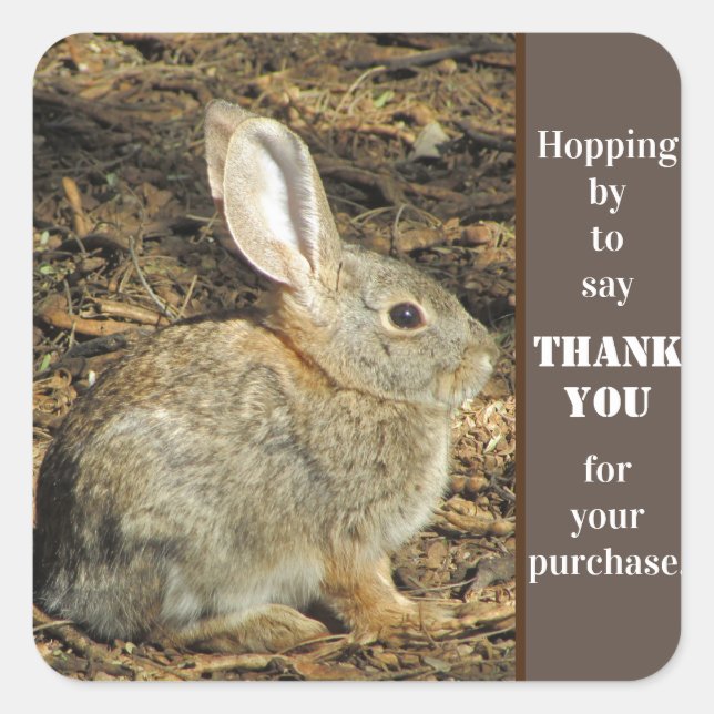 Customer Appreciation Bunny Business Thank You Square Sticker (Front)
