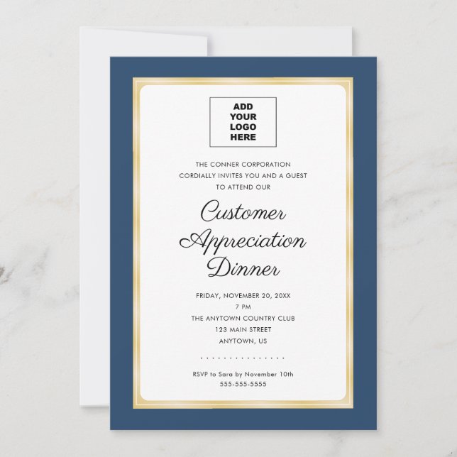 Customer Appreciation Dinner Corporate Add Logo Invitation (Front)