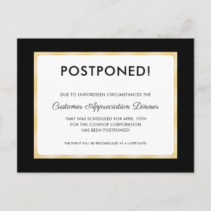 Customer Appreciation Dinner Postponed Black Postcard