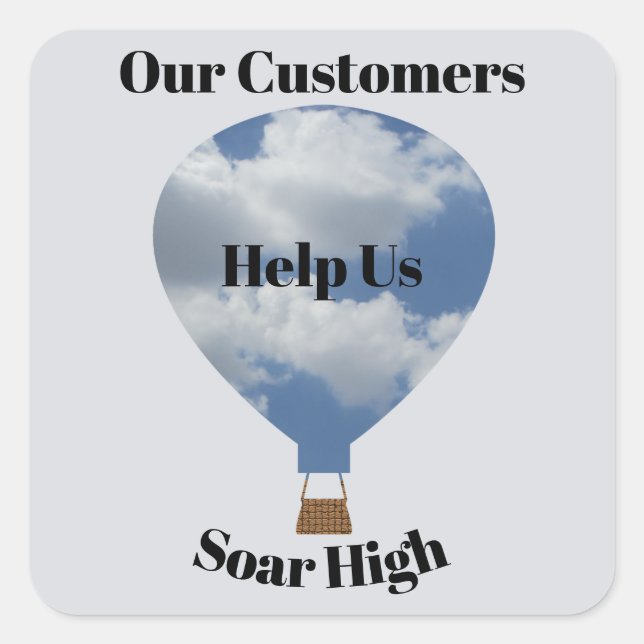 Customer Appreciation Hot Air Balloon Thank You Square Sticker (Front)