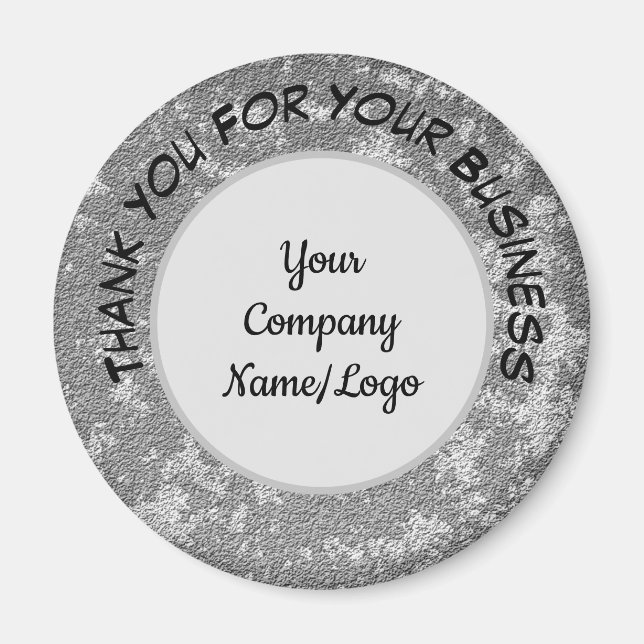 Customer Appreciation Marbled Grey Business Promo Magnet (Front)