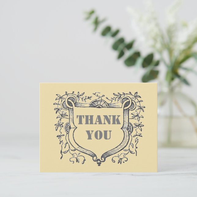 Customer Appreciation Ornate Shield Thank You Postcard (Standing Front)
