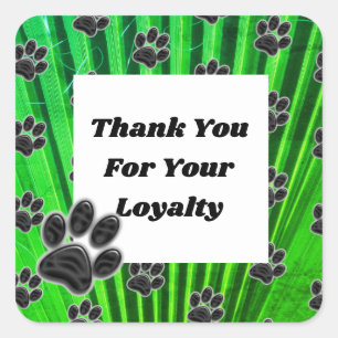 Customer Appreciation Paw Print Caregiver Thanks Square Sticker