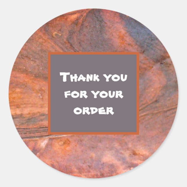 Customer Appreciation Red Woodgrain Sales Business Classic Round Sticker (Front)