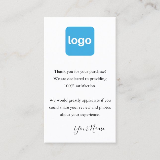 Customer Appreciation  Thank You  Add Logo Business Card (Front)