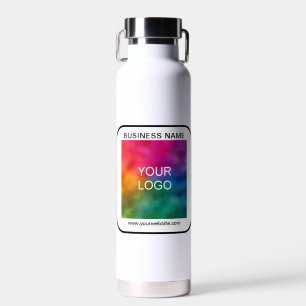 Customer Business Logo Name Url QR Code Template Water Bottle