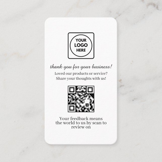 Customer Feedback QR | Custom Business Review Link Business Card (Front)