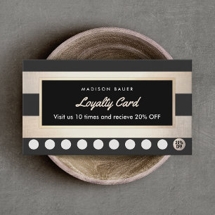Customer Loyalty 10 Punch Gold and Black Striped Card