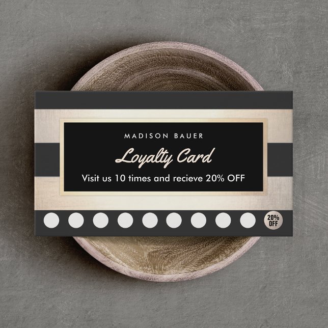 Customer Loyalty 10 Punch Gold and Black Striped Card (Creator Uploaded)