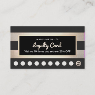 Customer Loyalty 10 Punch Gold and Black Stripes Card