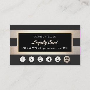 Customer Loyalty 6 Punch Gold and Black Stripes Card