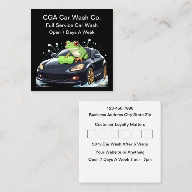 Customer Loyalty Car Wash  Square Business Card (Front/Back)