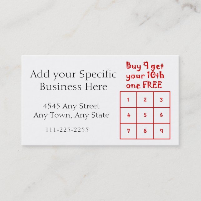 Customer Loyalty Punch Card - Generic Business use (Front)