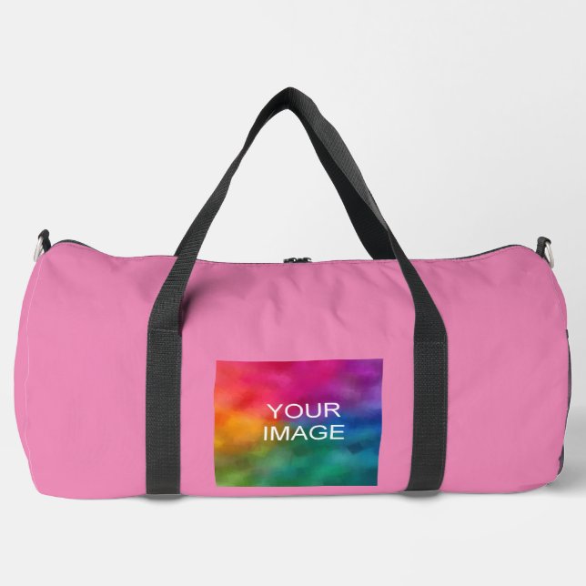 Customer Modern Template Image Photo Pink Large Duffle Bag (Front)