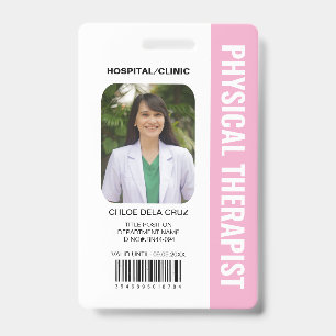Customer Physical Therapist Medical Staff Pink ID Badge