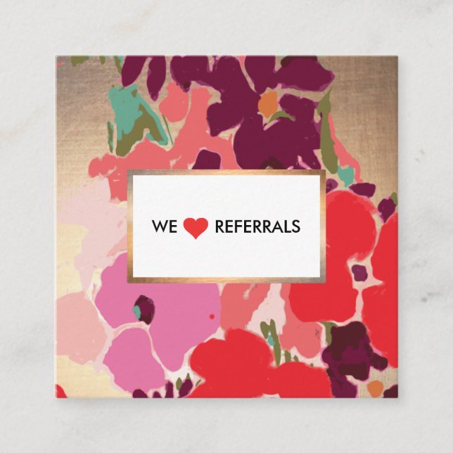 Customer Referral Gold Watercolor Floral  Card (Front)