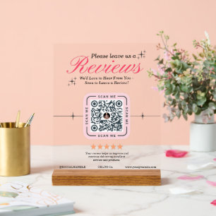 Customer Review Custom - Pink Feminine QR Code Acrylic Sign