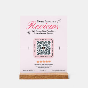 Customer Review Custom - Pink Feminine QR Code Acrylic Sign