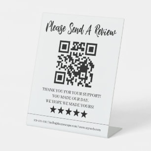 Customer Review QR Code Feedback Display Pedestal Sign