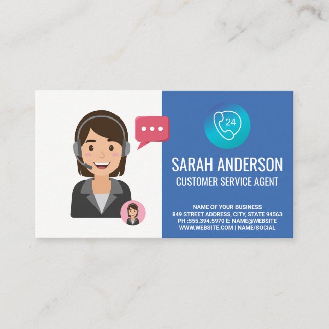 Customer Service Agent | Phone Operator Business Card (Front)