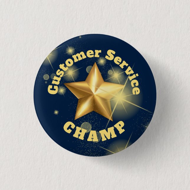 Customer service champion gold star award button (Front)