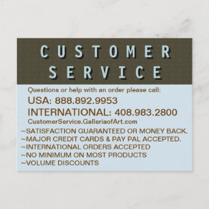 Customer Service Contact Information Postcard