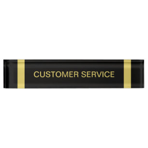 Customer Service Desk Name Plate Black with Gold