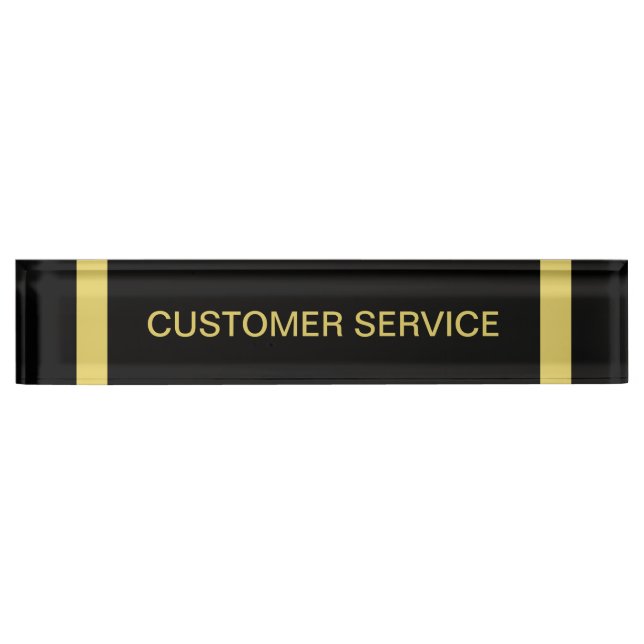 Customer Service Desk Name Plate Black with Gold (Front)